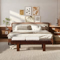 Okoboji 59.5" Mid-Century Solid Wood Slatted Bench