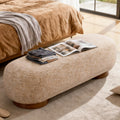 59.1" Upholstered Bench With Solid Wood Frame And Bentwood Legs