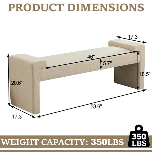 58.6" W Upholstered Bedroom Bench