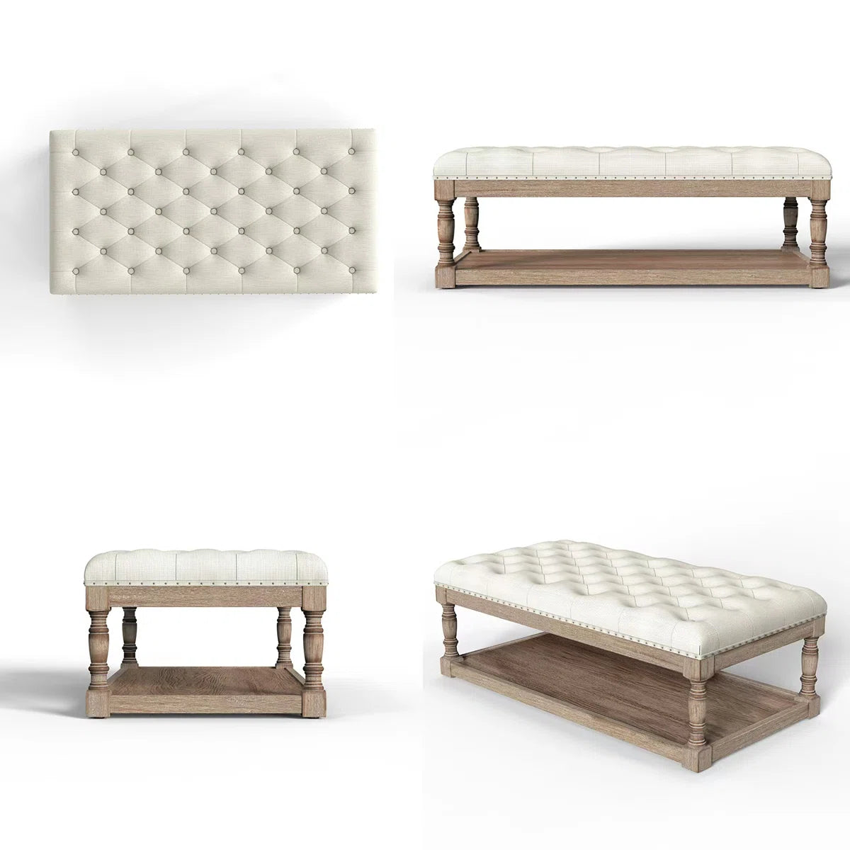 48" Wide Tufted Rectangle Cocktail Ottoman